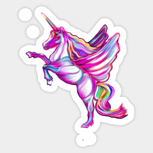 Unicorn - rainbow, sparkly, glittery, magical, winged unicorn Sticker